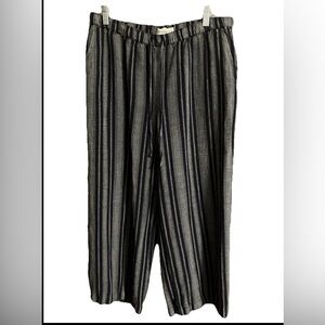 Merona Womens Cropped Striped Pants Size M, Linen High Rise, Side Pockets Black